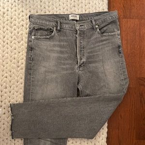 AGolde like new gray raw hem jean